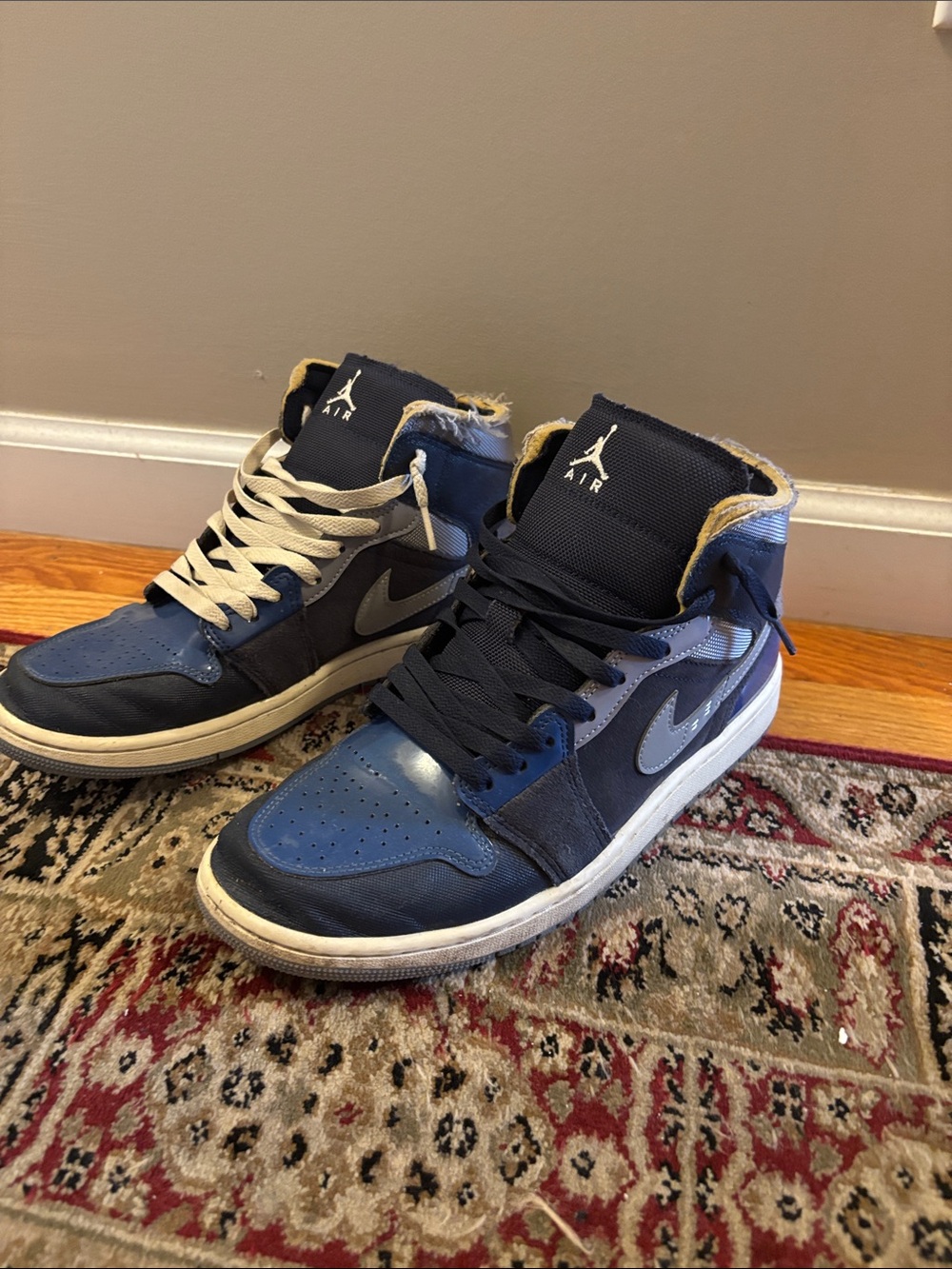 Jordan Men’s Mid-Top Sneakers in Navy and Gray